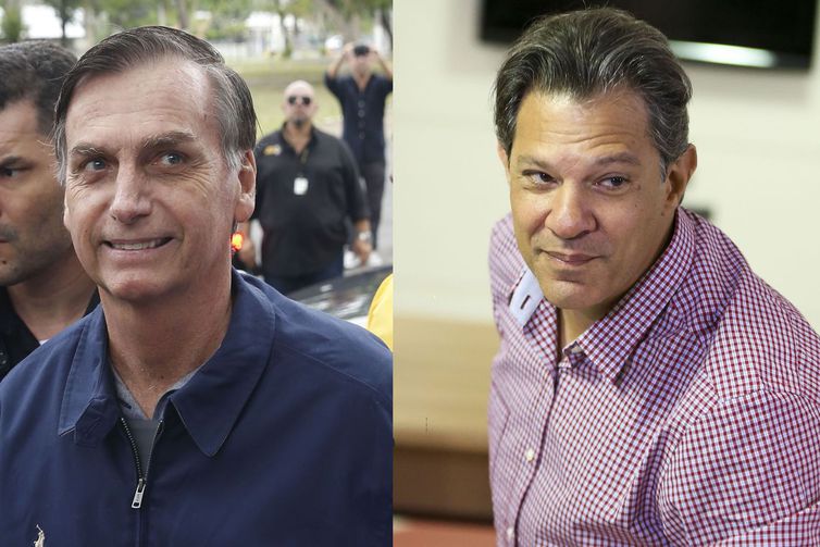 Candidatos à Presidência Jair Bolsonaro (PSL) e Fernando Haddad (PT)