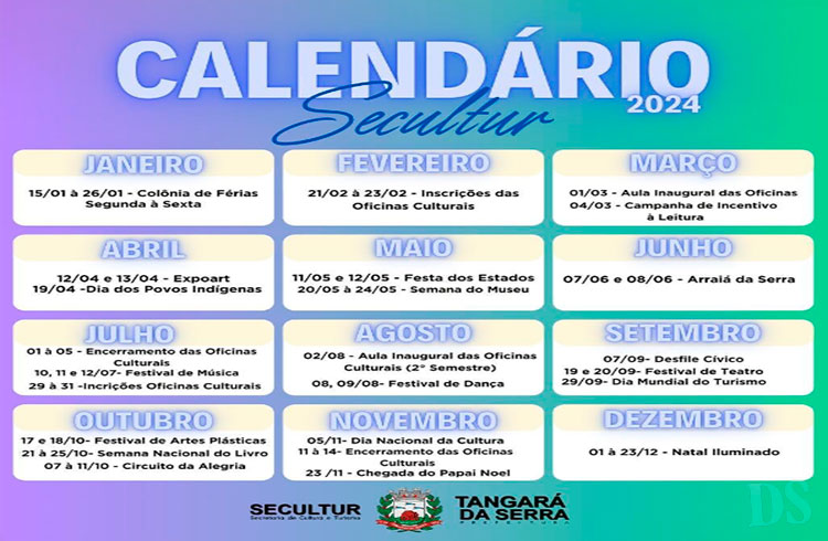 Calendário Oficial de Eventos para 2024